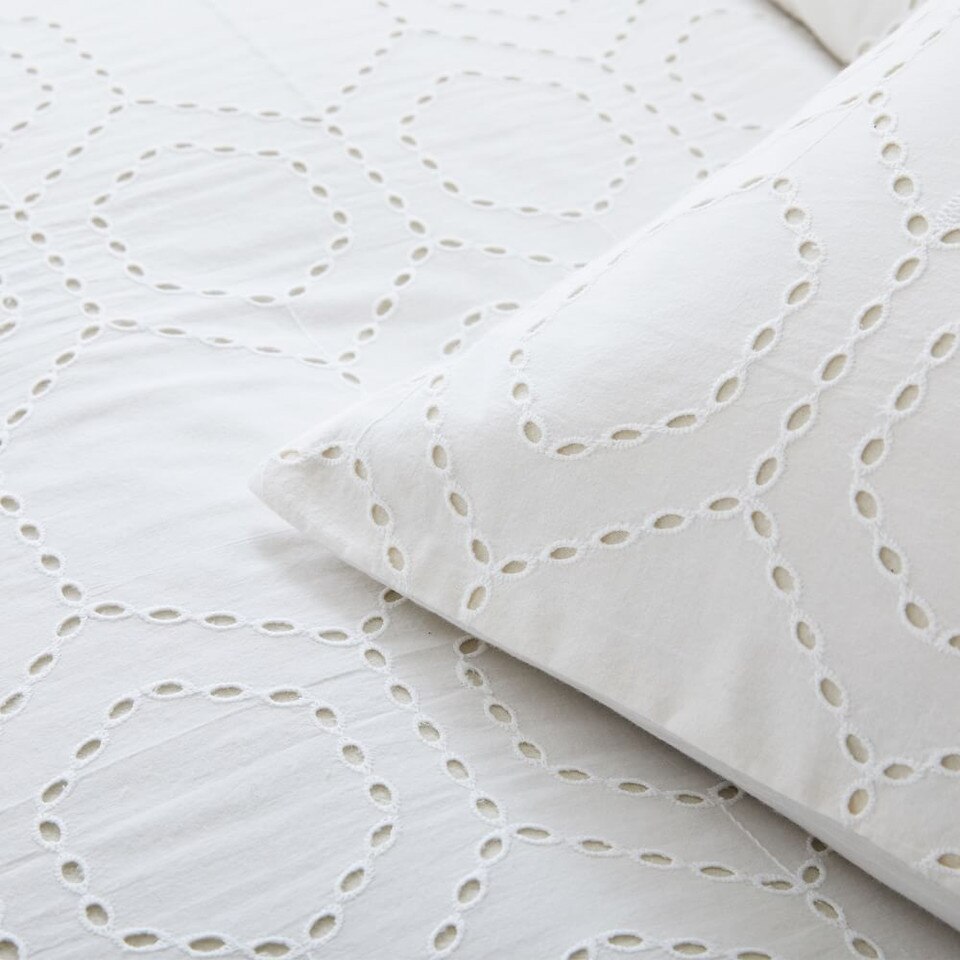 Organic Cotton Eyelet Quilt Cover & Pillowcases West Elm Australia
